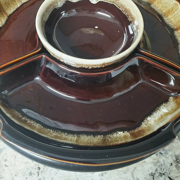 Vintage Brown Drip Glaze 5 Piece Serving Platter L - Picture 5 of 12